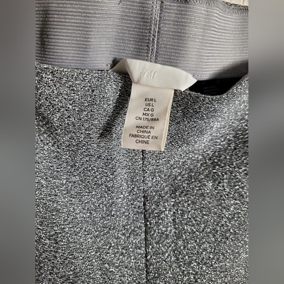 H&m shimmery silver flare holiday christmas party pants | size L - Picture 2 of 4